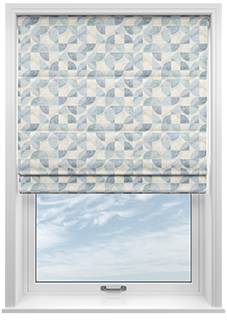 Mosaic Tile, Aquamarine - Motorised Roman Blind